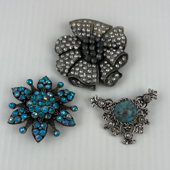 Brooch Lot Silver and Turquoise - Picture 1 of 12